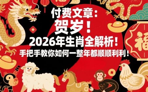付费文章：贺岁！2026年生肖全解析！手把手教你如何一整年都顺顺利利！