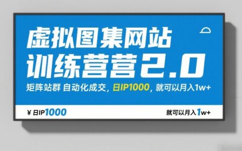 虚拟图集网站训练营2.0，矩阵站群自动化成交，日IP1000，就可以月入1w+
