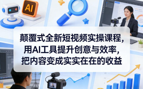 颠覆式全新短视频实操课程，用AI工具提升创意与效率，把内容变成实实在在的收益