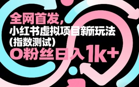 全网首发，小红书虚拟项目新玩法（指数测试），0粉丝日入1k+，整个玩法完整拆解！
