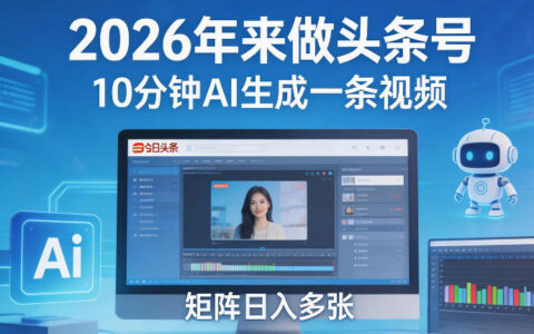 2026年来做头条号，10分钟AI生成一条视频，矩阵日入多张
