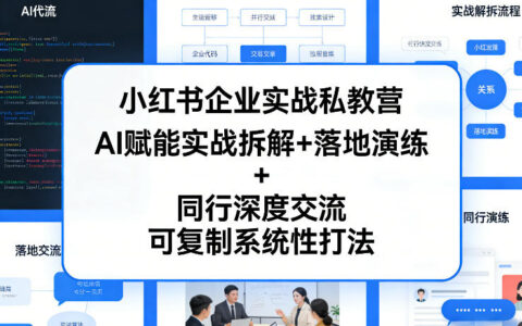 小红书企业实战私教营，AI赋能实战拆解+落地演练+同行深度交流，可复制系统性打法