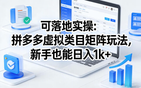 可落地实操：拼多多虚拟类目矩阵玩法，新手也能日入1k+【揭秘】