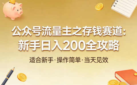 公众号流量主之存钱赛道，贴合当下需求，适合新手，一天收益2张