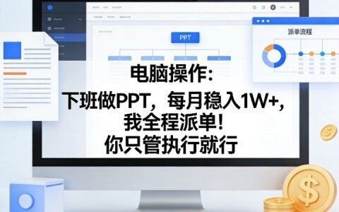 电脑操作：下班做PPT，每月稳入1W+，我全程派单！你只管执行就行【揭秘】