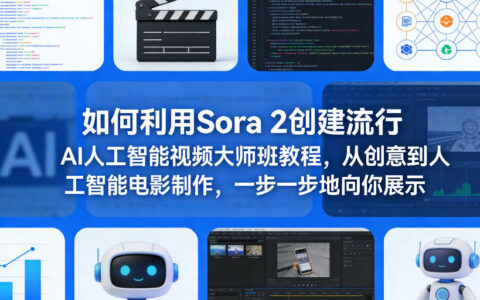 如何利用Sora 2创建流行AI人工智能视频大师班教程，从创意到人工智能电影制作，一步一步地向你展示