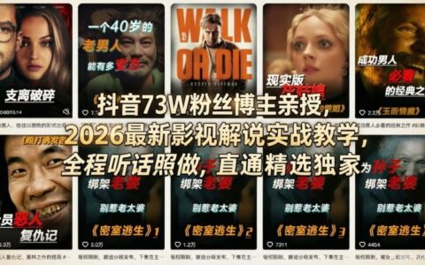抖音73W粉丝博主亲授，2026最新影视解说实战教学，全程听话照做，直通精选独家