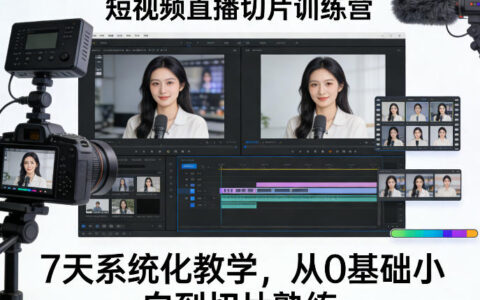 短视频直播切片训练营，7天系统化教学，从0基础小白到切片熟练