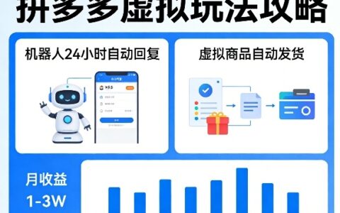 没人告诉你的拼多多虚拟玩法，机器人回复+发货，月搞1-3W【揭秘】