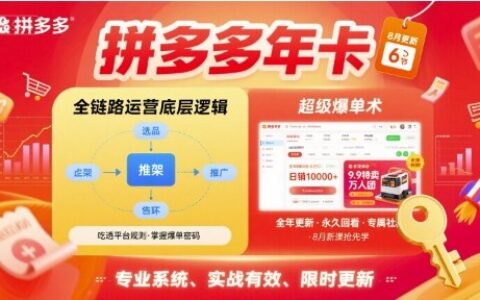拼多多年卡，拼多多全链路运营底层逻辑，超级爆单术【更新26年3月29日】