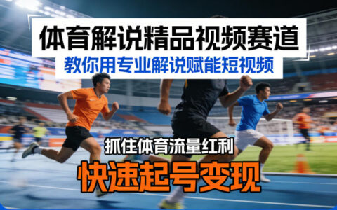体育解说精品视频赛道，教你用专业解说赋能短视频，抓住体育流量红利，快速起号变现