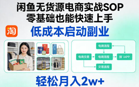 闲鱼无货源电商实战SOP，零基础也能快速上手，低成本启动副业，轻松月入2w+