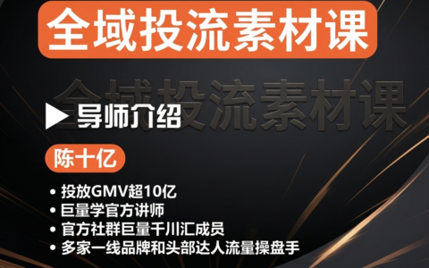 陈十亿2026全域投流素材课：爆款视频创作与高ROI投流实战体系
