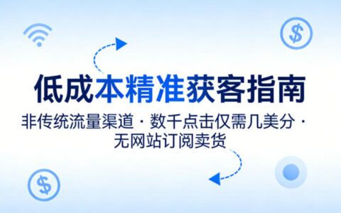 低成本精准获客指南，用非传统流量渠道，实现数千点击仅需几美分，不用网站也能搞订阅卖货