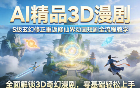 AI精品3D漫剧S级玄幻修正重返修仙界动画短剧全流程教学，全面解锁3D奇幻漫剧，零基础轻松上手