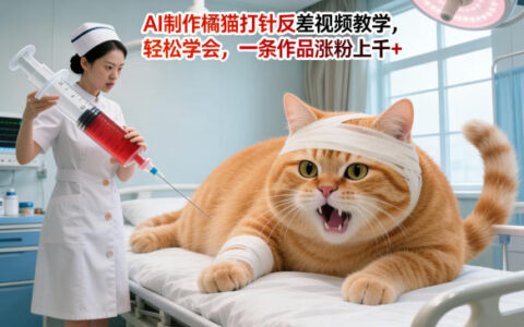 AI制作橘猫打针反差视频教学，轻松学会，一条作品涨粉上千+
