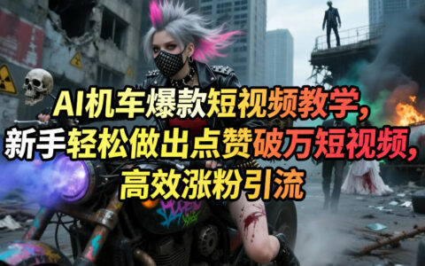 AI机车爆款短视频教学，新手轻松做出点赞破万短视频，高效涨粉引流