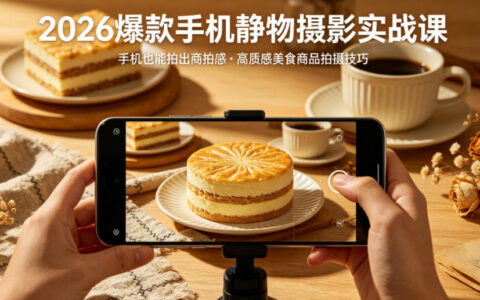 2026爆款手机静物摄影实战课，手机也能拍出商拍感，学会拍出高质感美食商品