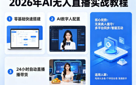 2026年AI无人直播实战教程，零基础也能快速搭建AI数字人无人直播间，实现24小时自动直播带货