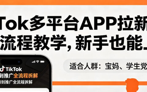 TikTok多平台APP拉新，完整流程教学，新手也能上手，轻松出海搞美金