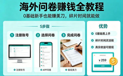 海外问卷賺钱全教程，0基础新手也能賺美刀，碎片时间就能做