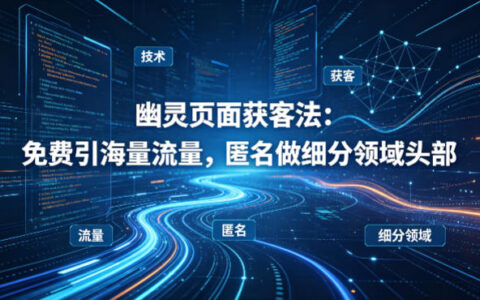 用懂技术！幽灵页面获客法：免费引海量流量，匿名做细分领域头部