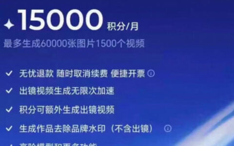 撸即梦积分技术，499充值得15000积分技术，效果自测，不保证百分百