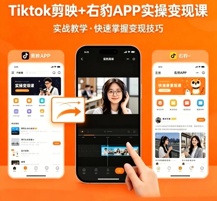 Tiktok剪映+右豹APP实操变现课：短剧推文变现全教程来了！