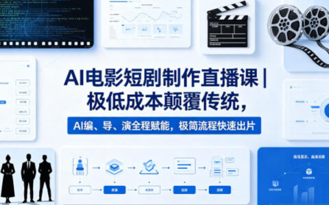 AI电影短剧制作直播课｜极低成本颠覆传统，AI编、导、演全程赋能，极简流程快速出片