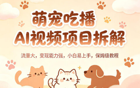 萌宠吃播AI视频项目拆解，流量大，变现能力强，小白易上手，保姆级教程