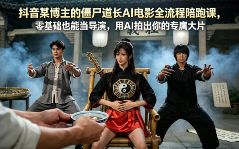 抖音某博主的僵尸道长AI电影全流程陪跑课，零基础也能当导演，用AI拍出你的专属大片