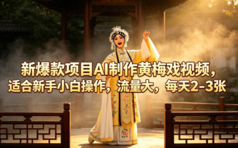 新爆款项目AI制作黄梅戏视频，适合新手小白操作，流量大，每天2-3张