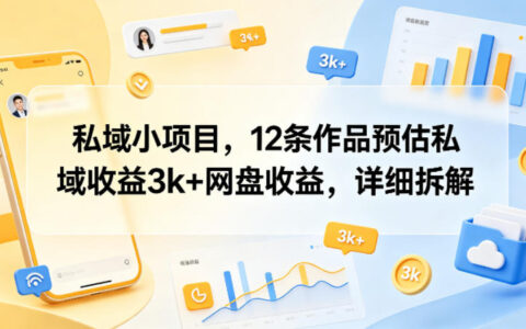 私域小项目，12条作品预估私域收益3k+网盘收益，详细拆解
