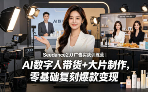 Seedance2.0广告实战训练营｜AI数字人带货+大片制作，零基础复刻爆款变现