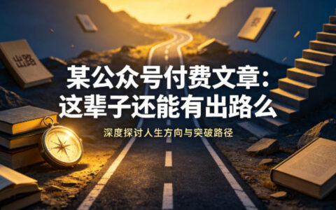 某公众号付费文章：这辈子还能有出路么