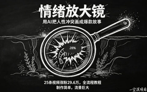 AI制作“情绪放大镜“视频，25条视频涨粉29.6W粉，流量巨大，制作简单，全流程教程