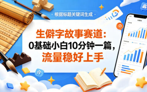 公众号流量主——生僻字故事赛道，流量稳，好上手，0基础小白也能10分钟一篇