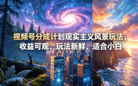 视频号分成计划现实主义风景玩法，收益可观，玩法新鲜，适合小白