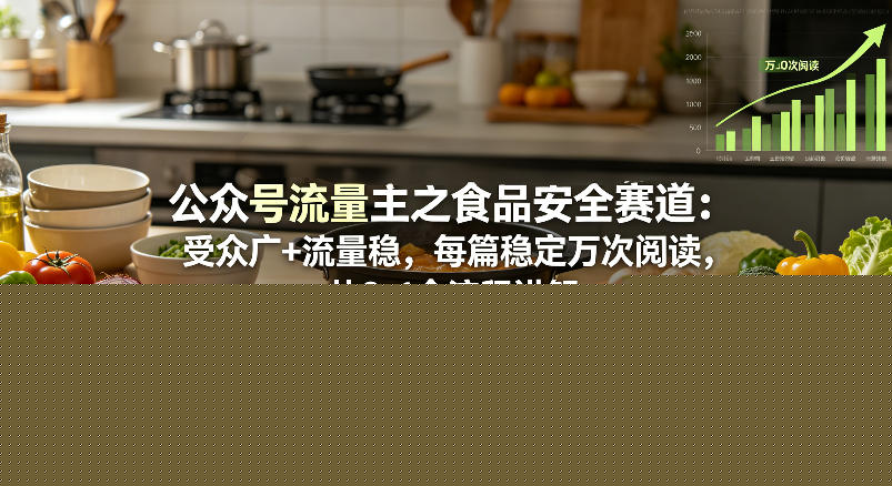 公众号流量主之食品安全赛道，受众广+流量稳，每篇作品稳定万次阅读，从0-1全流程讲解