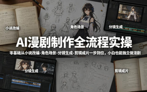 AI漫剧制作全流程实操，零基础从小说改编-角色场景-分镜生成-剪辑成片一步到位，小白也能独立做漫剧
