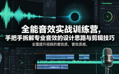 全能音效实战训练营，手把手拆解专业音效的设计思路与剪辑技巧，全面提升视频的音效质感