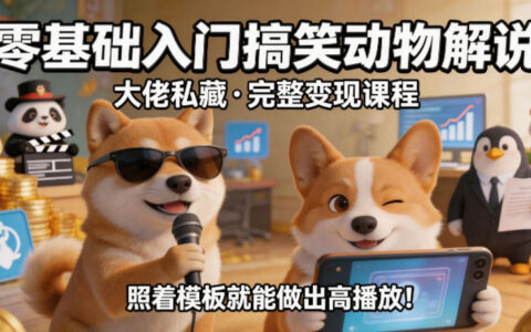 零基础入门搞笑动物解说，大佬私藏完整变现课程，照着模板就能做出高播放