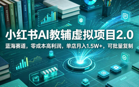 小红书AI教辅虚拟项目2.0，蓝海赛道，零成本高利润，单店月入1.5W+，可批量复制