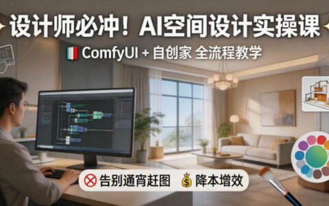 设计师必冲！AI空间设计实操课，ComfyUI+自创家全教学，告别通宵赶图，降本增效