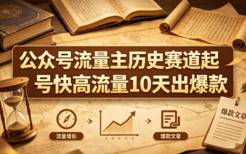 公众号流量主之历史赛道，起号快+高流量，10天就能出爆款！