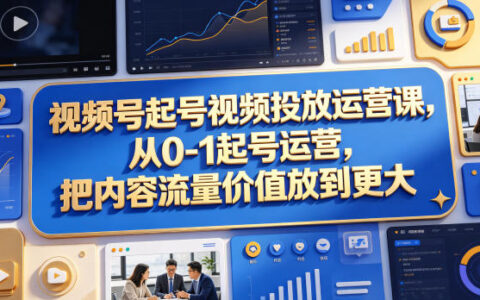 视频号起号视频投放运营课，从0-1起号运营，把内容流量价值放到更大