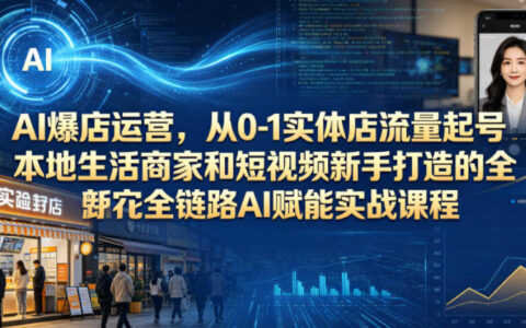 AI爆店运营，从0-1实体店流量起号，本地生活商家和短视频新手打造的全链路AI赋能实战课程