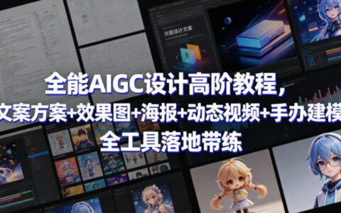 全能AIGC设计高阶教程，文案方案+效果图+海报+动态视频+手办建模，全工具落地带练
