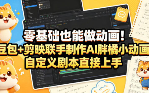 零基础也能做动画！豆包+剪映联手制作AI胖橘小动画，自定义剧本直接上手