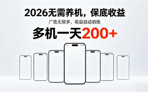 2026最新平台，无需养机，保底收益，无限广告，多机批量操作，一天轻松200+【揭秘】